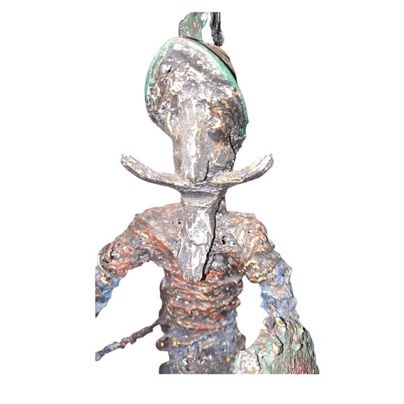 Artist C. Serraty Wire Sculpture Cowboy On A Horse With Lasso Signed - Picture 5 of 9